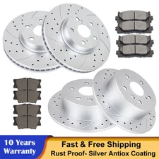 296mm Front Rear Drilled Disc Rotors Brake Pads Fit 2006-2018 Toyota Rav4 Brakes