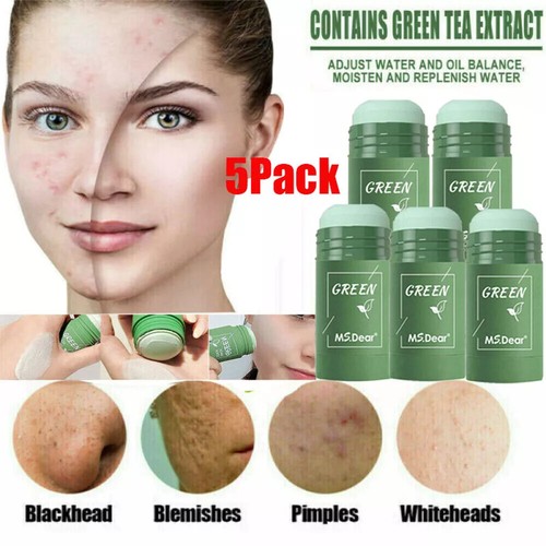 5X Green Tea Purifying Clay Mask Stick Oil Control Anti-Acne Deep Cleanse Solid - Picture 2 of 11
