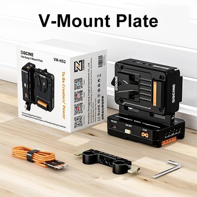ZGCINE VM-HS2 Hot Swap Shark Fin Dual Micro for V-Mount Battery Plate Adapter