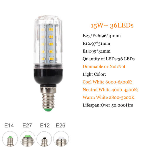 E27 E14 E12 E26 B22 9 - 35W 5730 SMD LED Corn Bulb Light Bright 110V 220V DC 12V - Picture 16 of 22