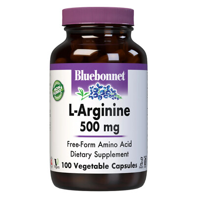 Bluebonnet L-Arginine 500 Mg 100 Vegetable Capsules, Nitric Oxide Precursor