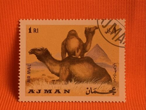 AJMAN 1969 Wildtiere, Camelus dromedarius (Dromedaris) Stempel - Bild 1 von 2