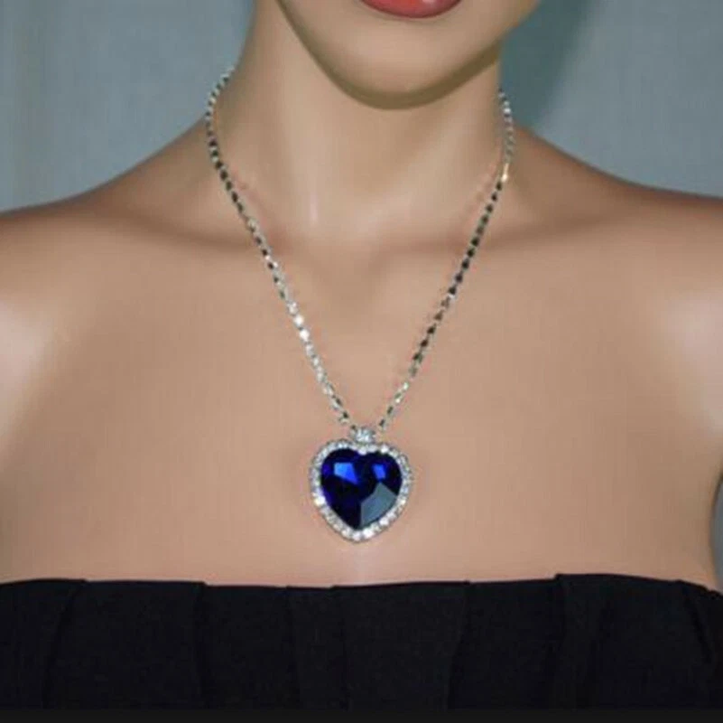 Collar Titanic Corazón del Océano Mujer Cristal Azul con Caja de Terciopelo de Lujo  Foto 4 de 4