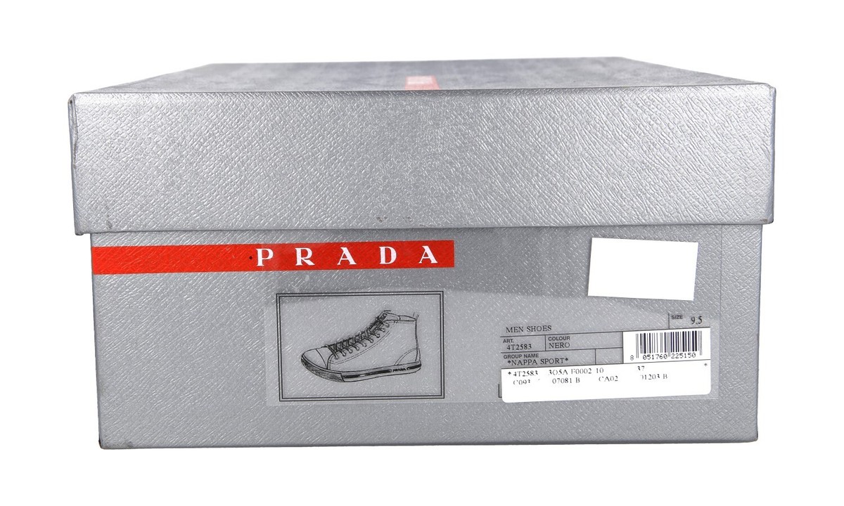 PRADA LINEA ROSSA HIGH-TOP SNEAKERS 4T2583 BLACK WHITE NEW PRADA LINEA ROSSA HIGH-TOP SNEAKERS 4T2583 BLACK WHITE NEW