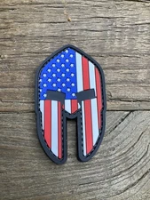 Patch PVC Tactical Morale HOOK-3D American Flag Spartan  Warrior Helmet