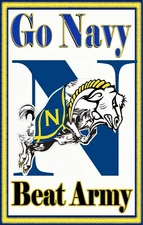 Go Navy! Beat Army!  Tough, Durable Magnet - 6" X 3.75"