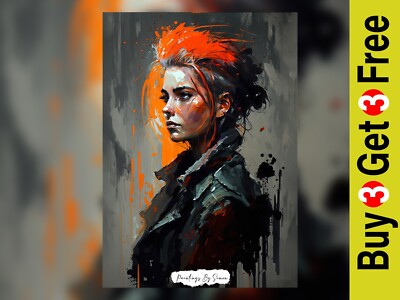 Intensiver Blick, ausdrucksstarker Acrylstil Gemälde Druck 5''x7'' auf mattem Papier
