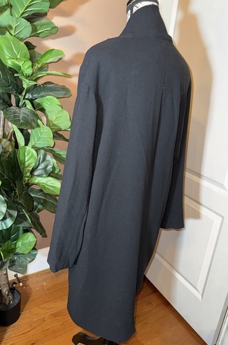 Johnny Was M Black Wool Blend Dressy Coat Silk Lining Jacket Satin Accents NWT - Picture 8 of 22