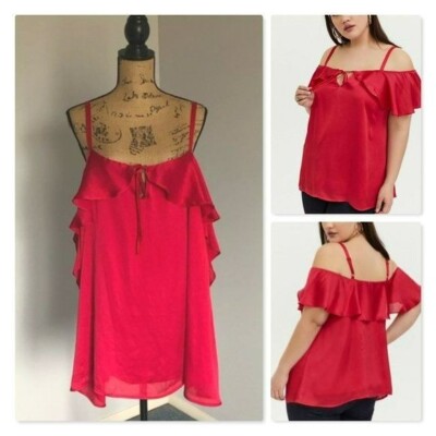 Torrid Fuchsia Pink Textured Chiffon Cold Shoulder Top Sz 5X NWT