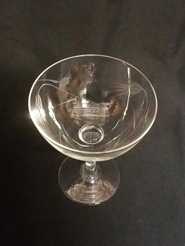 Vintage Champagner/Sherbert Glas mit geätztem Weizen, 4,25"" T x 3,5"" W - Bild 3 von 7