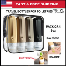 Travel Bottles for Toiletries, 4Pcs TSA Approved 3oz, Travel Size Containers,