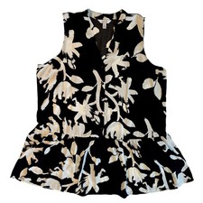 Nine West Women’s XXL Sleeveless Floral Button Front Drop Waist Ruffle Hem Dress