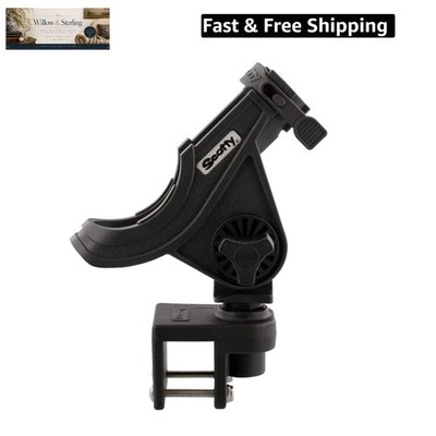 Baitcaster/Spinning Rod Holder w/ Square Rail Mount , Black