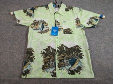 Columbia PFG Super Tamiami Fishing Shirt Mens Small Green Fish Print S/P NWT