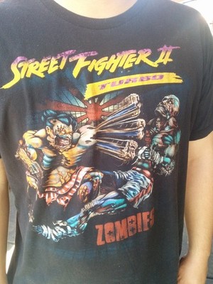 Remake Street Fighter II Zombie Rare Design Black T shirt Heavy Cotton NH25531