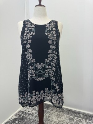 Max Studio Sleeveless Floral Tunic Top And Black And Pink Size L EUC