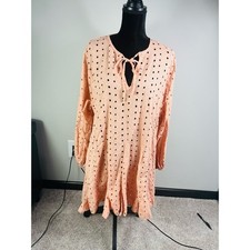 ASOS eyelet dust pink ruffle bottom dress size 10