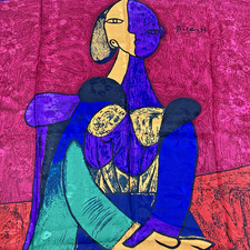 Picasso Art Seated Woman Square Scarf Pink Red 32 in