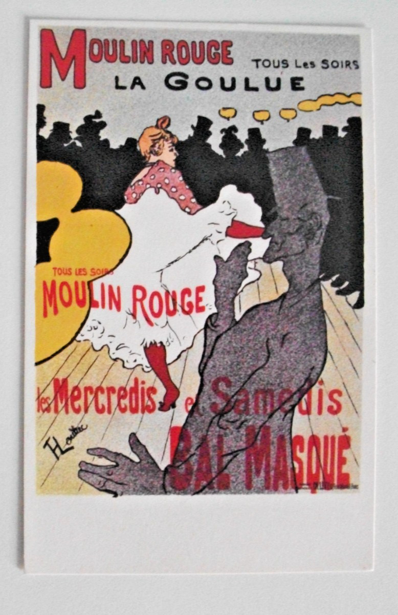 CARTOLINA 1979 MANIFESTI IN MINIATURA ITALIANO GOULUE MOLIN ROUGE 1893 LAUTREC