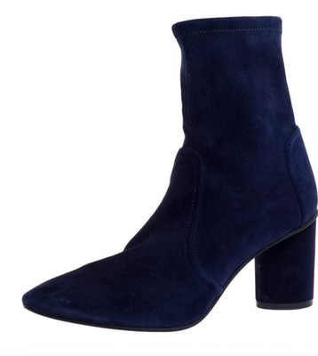 NWD $625 STUART WEITZMAN Margot 75 Bootie Nice Blue Suede US8.5B/EU39