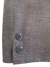 Vtg 70s Brown Poly Knit Chevron Stripe Disco Pimp Blazer Jacket Wide Lapel 36S