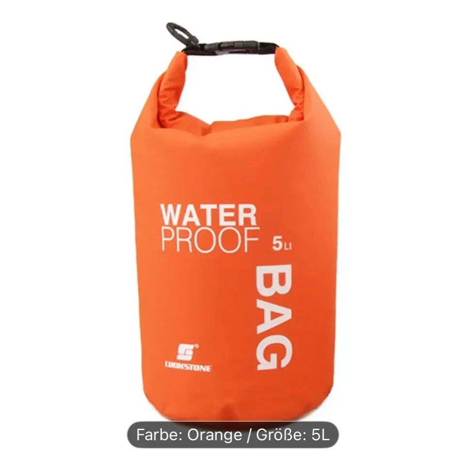 5L Dry Bag in Orange – Wasserdichter Packsack für Kajak, Camping, Boot & Outdoor
