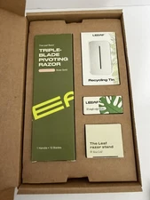 Leaf Razor Rose Gold Set Pivoting Metal Shaver Stand 50 Blades  & Recycling Bank