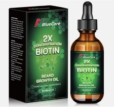 NEW BLUECARE 2X CONCENTRATION BIOTIN BEARD GROWTH OIL-SANDALWOOD 2 OZ. Sealed