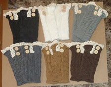 6 Pack Boot Cuffs Short Socks Toppers Women Crochet Knit Shell Leg Calf Warmers