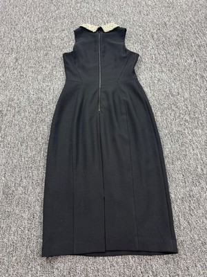 Maggy London Dress Women 2 Black Pleated Sheath Pearl Collar Midi Cocktail  | eBay