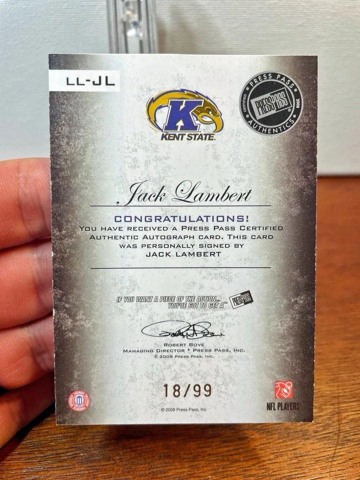 2008 Press Pass JACK LAMBERT Legendary ON CARD AUTO #/99 Gold Legacy Steelers💎 - Image 4 of 4