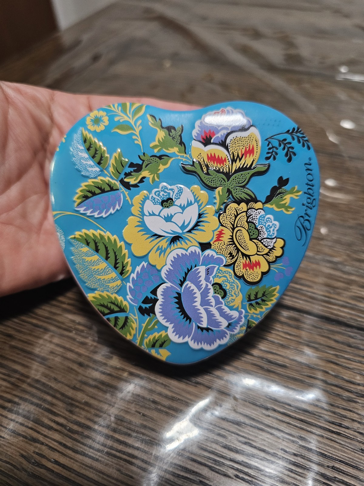 BRIGHTON Jewelry Tin Heart-Shaped Trinket Box Floral Multicolor 5.5” TIN ONLY