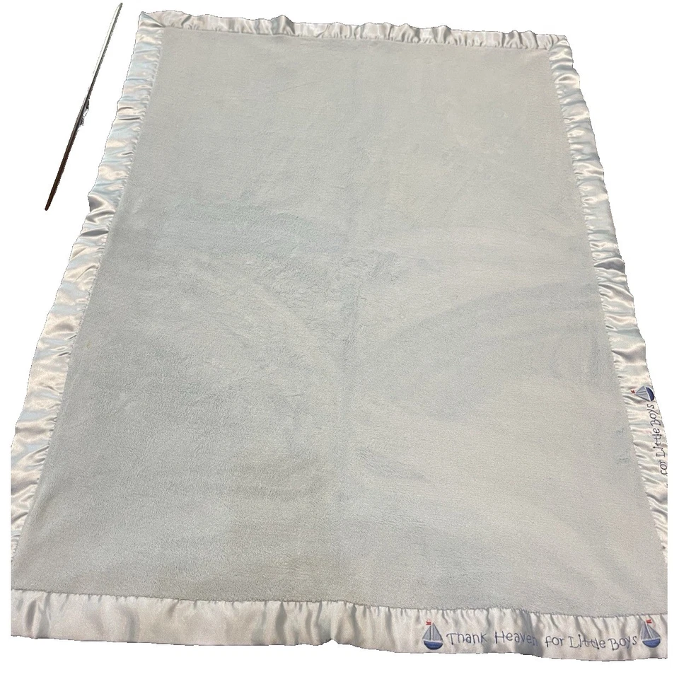 Manta de bebé de colección azul Thank Heaven for Little Boys satinado velero polar Foto 2 de 4