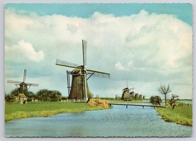 Dutch Windmills Holland Postcard - Gebr. Spanjersberg Rotterdam 4x6