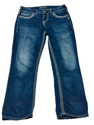 Silver Jeans Co. Suki Women s Mid-Rise Curvy Fit Jeans Capri W26