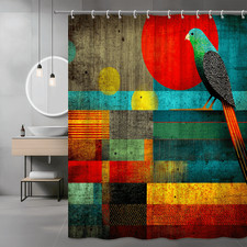 Colorful Abstract Bird Shower Curtain Geometric Art Print