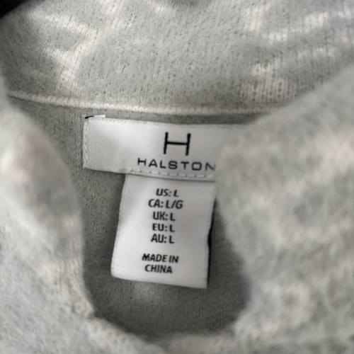 Halston L grau weiß Jacquard weich bequem Stretch Strick Long Cardigan Pullover Mantel - Bild 4 von 14