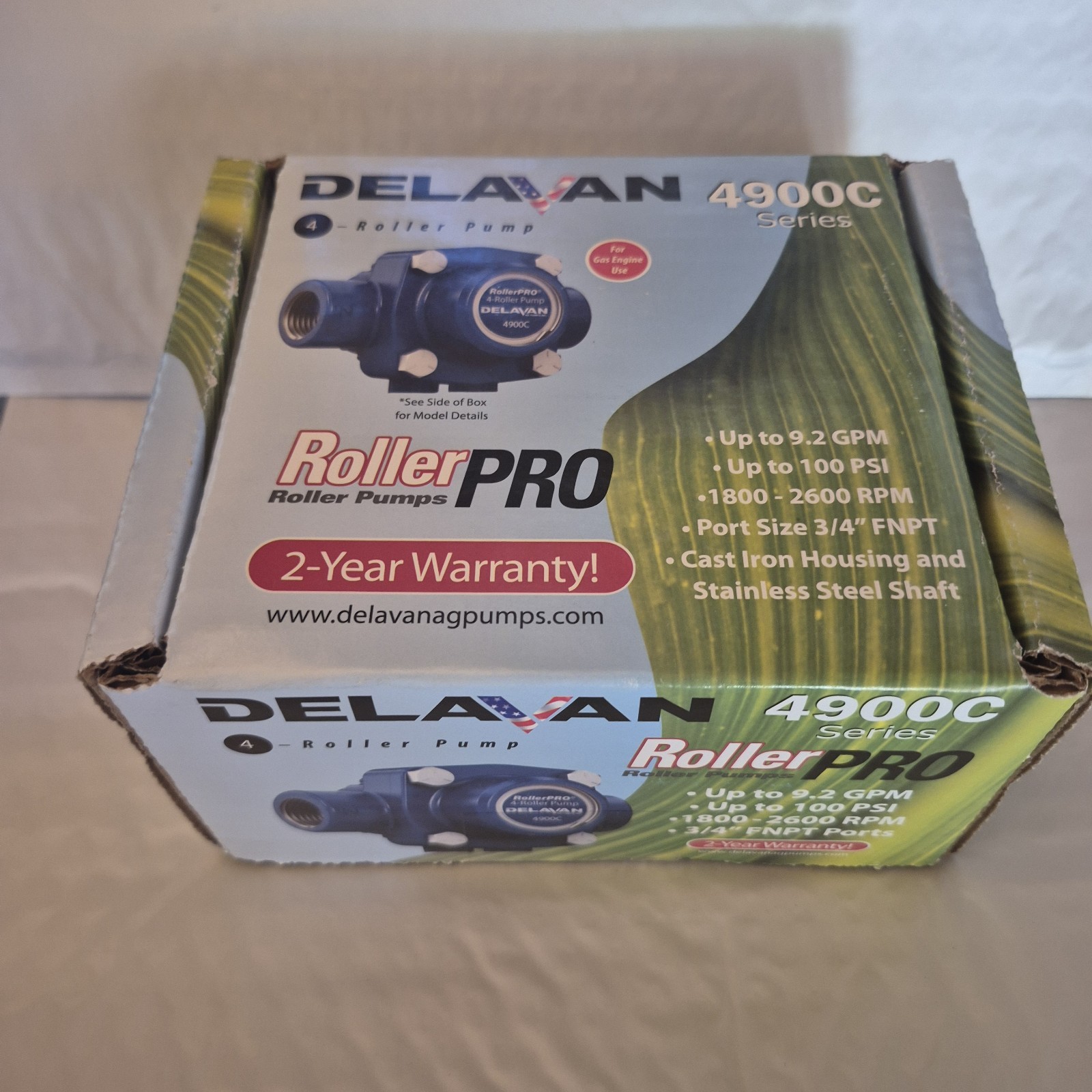 Delavan Roller Pro 4900C Cast Iron 4 Roller Pump For Gas Engine Use NIB 9.2 GPM