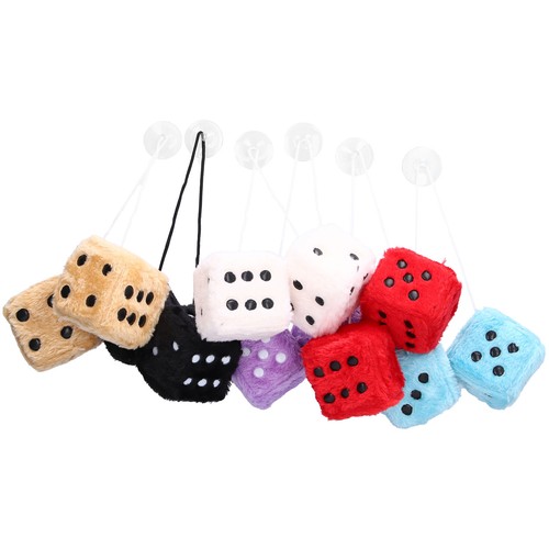 6 Pairs Car Rearview Mirror Hanging Plush Dice With Dots For Interior Car - Picture 21 of 24