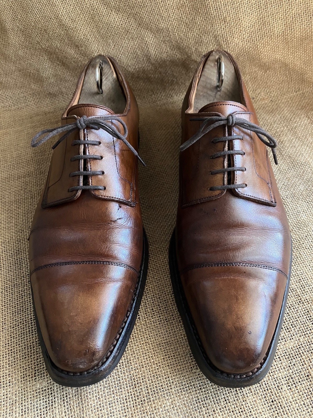 SAOLA Scarpe derby crockett & jones NORWICH in pelle marrone con punta a cappuccio taglia UK 8 E US 9