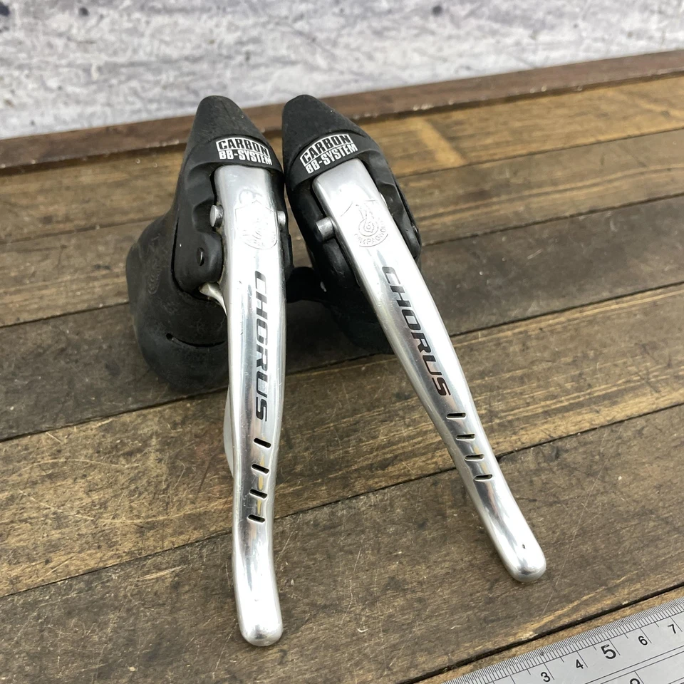 Vintage Campagnolo Chorus Shifters 3x8 Ergopower Carbon BB-System Shift Levers - Image 2 of 4
