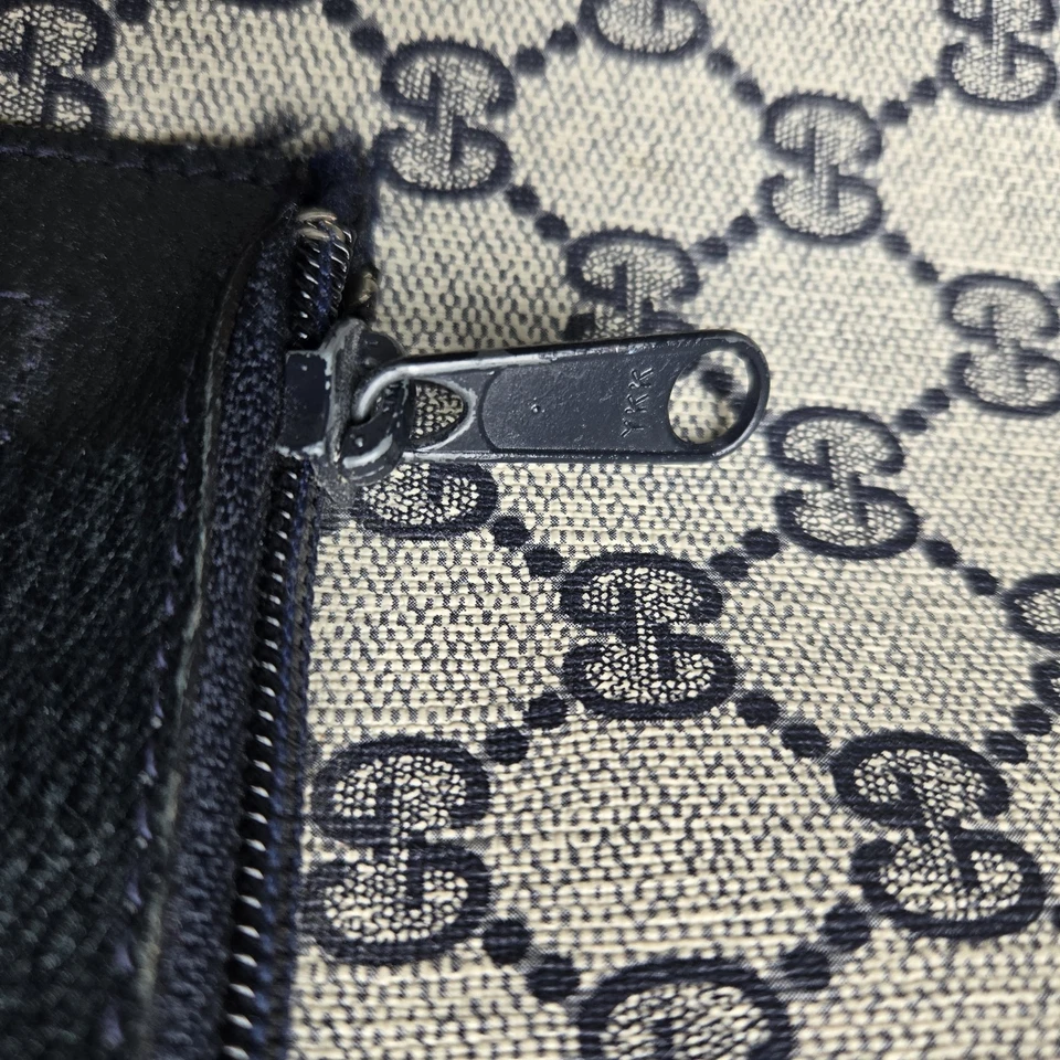Bolso de Mano GUCCI GG Supreme De Colección Monograma Lona Azul Marino y Gris Foto 2 de 4