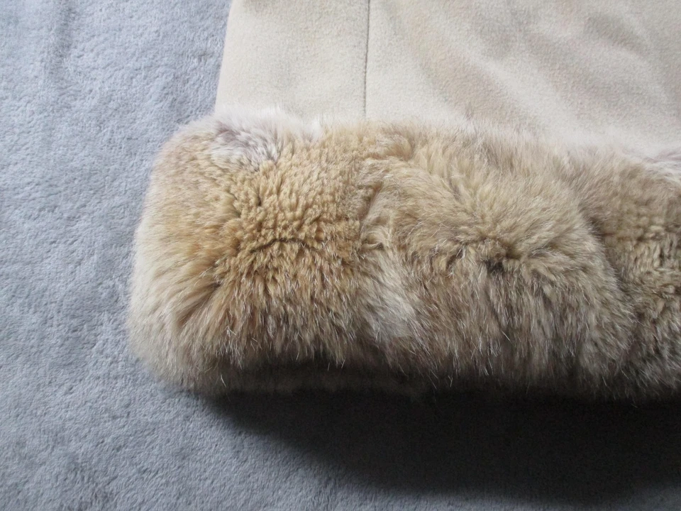 Casaco feminino vintage Joseph Horne Brynwood gola de pele bronzeada bainha sobretudo feito nos EUA - Imagem 2 de 4