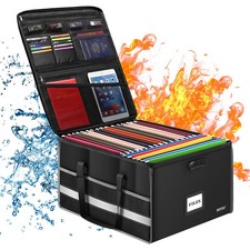 Fireproof Document Box with Lock, File Storag...