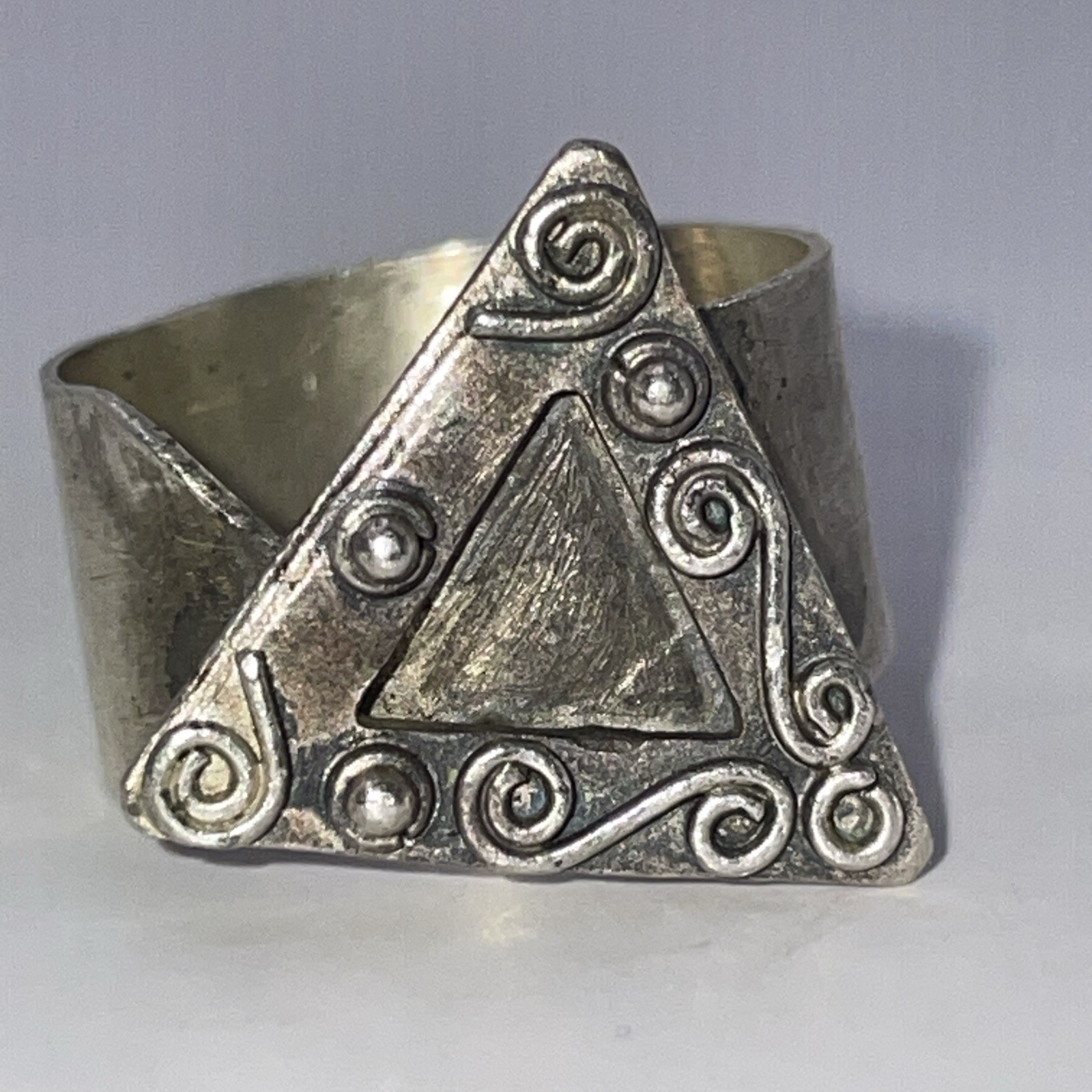Triangle Silver Work Design Sterling Silver Ring … - image 1