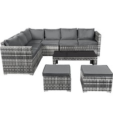 8 Seater Rattan Garden Furniture Set Outdoor Corner Sofa Table Stool Patio Set