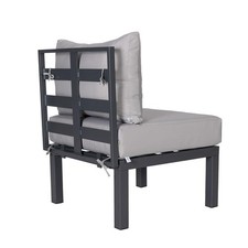 LeisureMod Chelsea 6-Piece Patio Set in Black Aluminum with Light Gray Cushions