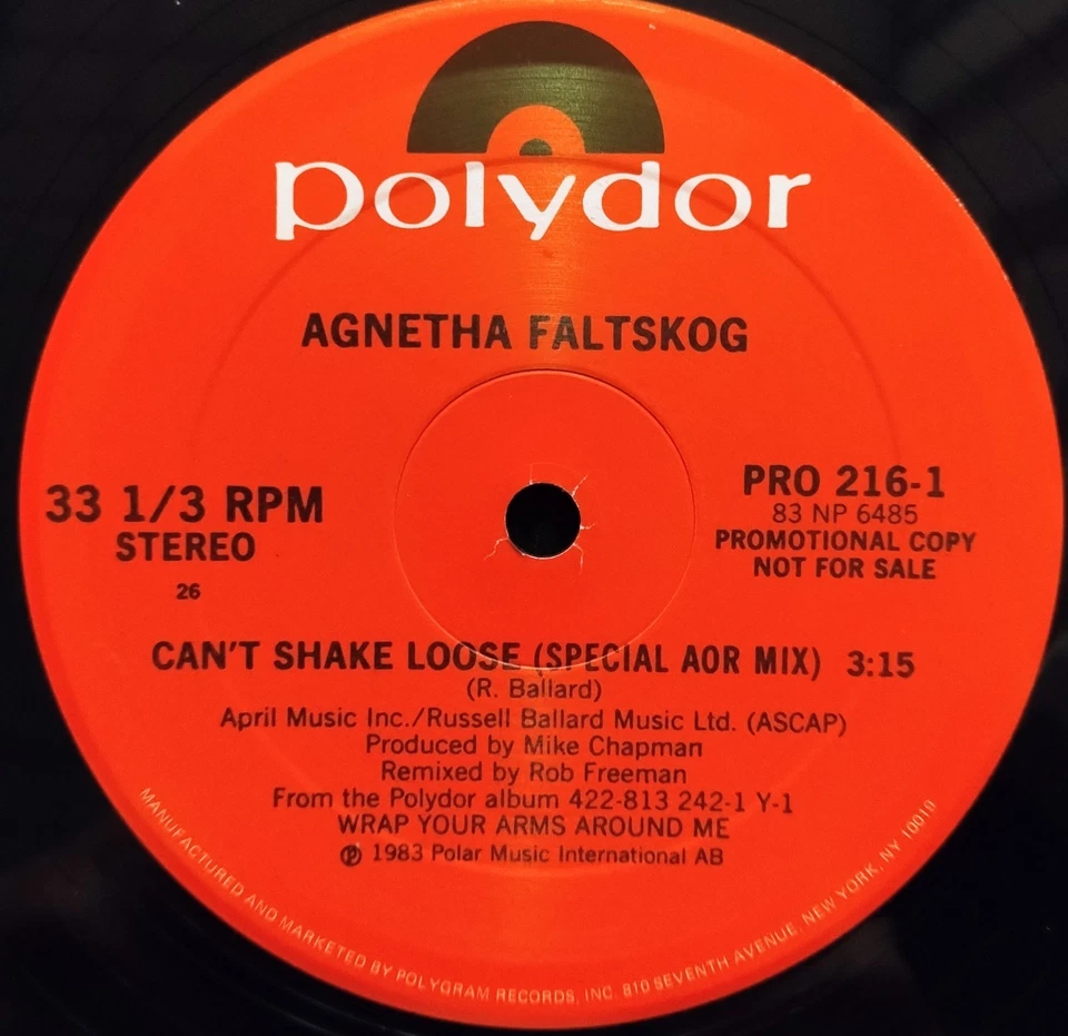 AGNETHA FALTSKOG CAN'T SHAKE LOOSE 12" VINYL US PROMO + FREE CUSTOM MADE SLEEVE - Image 4 of 4