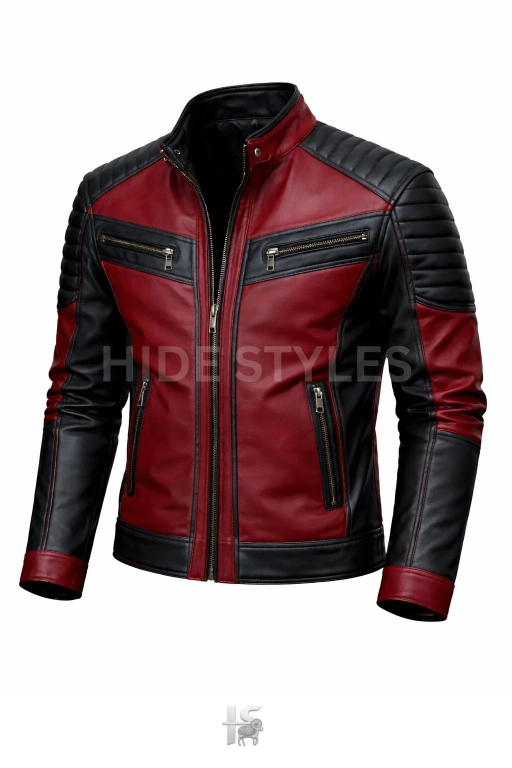 Mens Red Black Leather Biker Jacket Cafe Racer Motorcycle Slim Fit Coat
Opens in a new window or tab