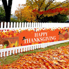 Happy Thanksgiving XL Yard Banner 120x20 Inch, Outdoor Party  Fall Home D cor B